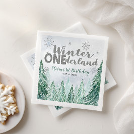 Winter Onederland First Birthday Snowflakes Forest Pappersservett