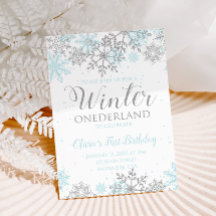 Winter Onederland First Birthday teal snöflingor