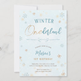 Winter Onederland First Snowflake Boy 1st Birthday Inbjudningar