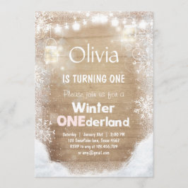 Winter Onederland-födelsedag inbjudan Snö rosa Rus