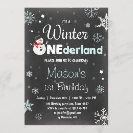 Winter Onederland födelsedagsfest snögubbe Mint Bl Inbjudningar