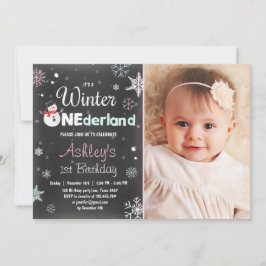 Winter Onederland födelsedagsfest snögubbe Mint Ro Inbjudningar