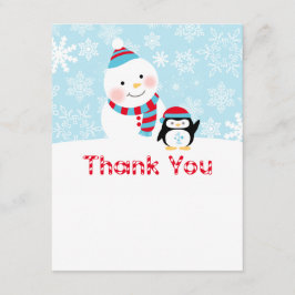 Winter ONEderland Födelsedagsfest Tack Anteckningskort