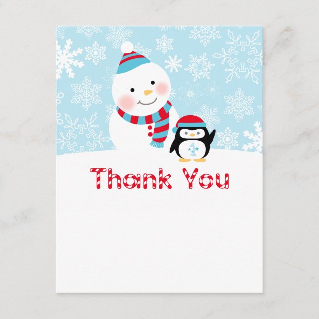 Winter ONEderland Födelsedagsfest Tack Anteckningskort (Framsida)