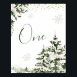 Winter Onederland Forest 1 Birthday-Bordsnumret Poster<br><div class="desc">Winter Onederland Forest 1 Birthday-Bordsnumret</div>