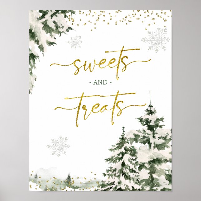 Winter Onederland Forest Birthday Sweets Treats Poster (Framsidan)