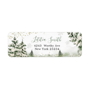 Winter Onederland Forest First Birthday Adress Returadress Etikett