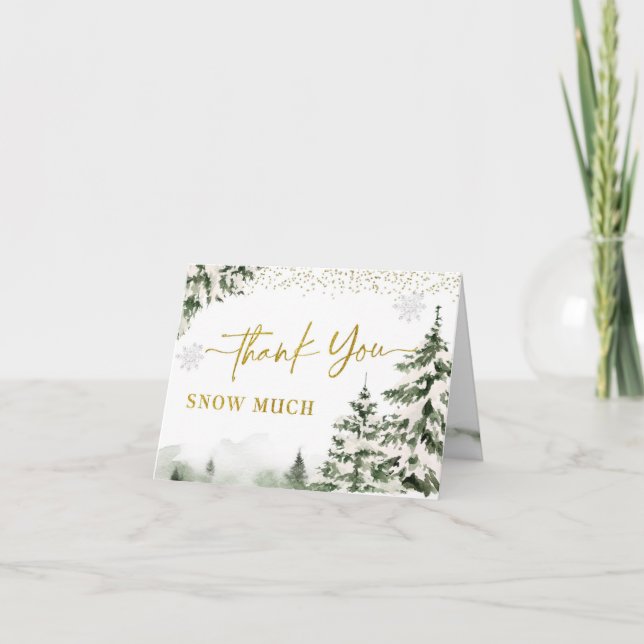 Winter Onederland Forest First Birthday Foltyde Tack Kort (Framsida)