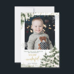 Winter Onederland Forest First Birthday med foto Tack Kort<br><div class="desc">Vinter Onederland Forest First Birthday med fototack - ditt kort</div>
