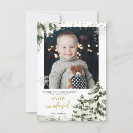 Winter Onederland Forest First Birthday med foto Tack Kort