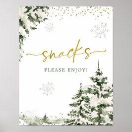 Winter Onederland Forest First Birthday Snacks Poster