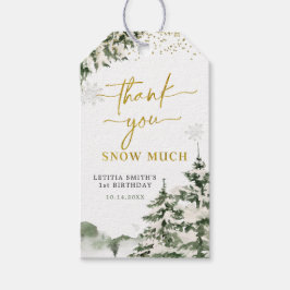 Winter Onederland Forest First Birthday Tack Presentetikett
