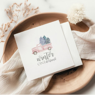 Winter Onederland Första födeldagen rosa lastbil Pappersservett