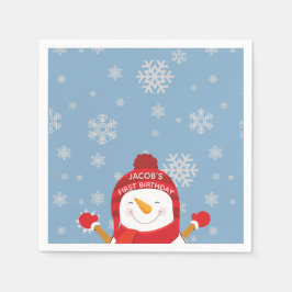 Winter Onederland, första födelsedag blått och sil Pappersservett