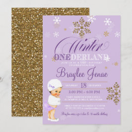 Winter Onederland första födelsedag Brunette Baby Inbjudningar