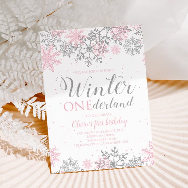 Winter ONEderland, första födelsedag Inbjudan (Skapare uppladdad)
