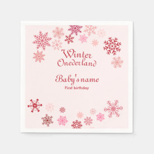 Winter Onederland Första födelsedag rosa snowflake Pappersservett
