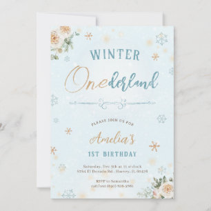 Winter Onederland Första Födelsedagsfesten Fryst 1 Inbjudningar
