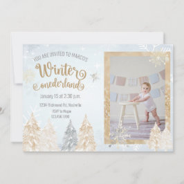 Winter Onederland Första Födelsedagsfesten Snowfla Inbjudningar