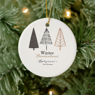 Winter Onederland Första jul Boho Minimalist Julgransprydnad Keramik