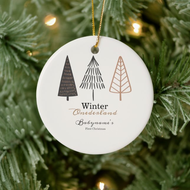 Winter Onederland Första jul Boho Minimalist Julgransprydnad Keramik (Träd)