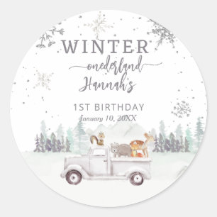 Winter Onederland, förstafödelsedag Runt Klistermärke