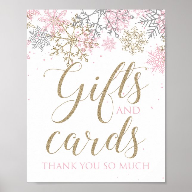 Winter Onederland Gifts and Cards Sign Snöflingor Poster (Framsidan)