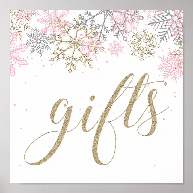 Winter Onederland Gifts SigRosa och Guld Poster (Framsidan)