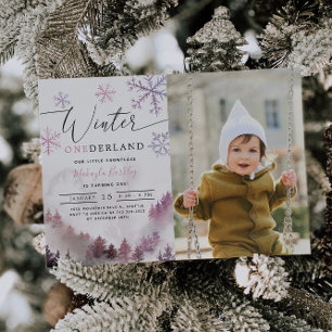 Winter ONEderland Girl 1st Birthday Inbjudningar