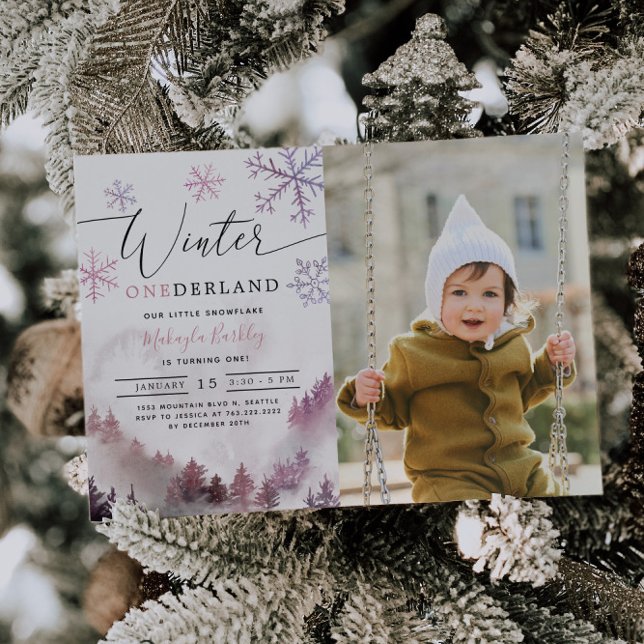 Winter ONEderland Girl 1st Birthday Inbjudningar (Skapare uppladdad)