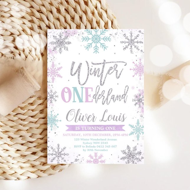Winter ONEderland Girl 1st Birthday Invitation Inbjudningar (Skapare uppladdad)