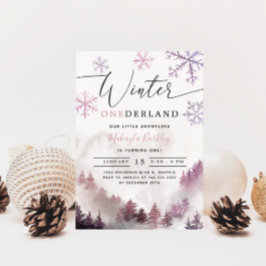 Winter ONEderland Girl 1st Birthday Mountain Inbjudningar