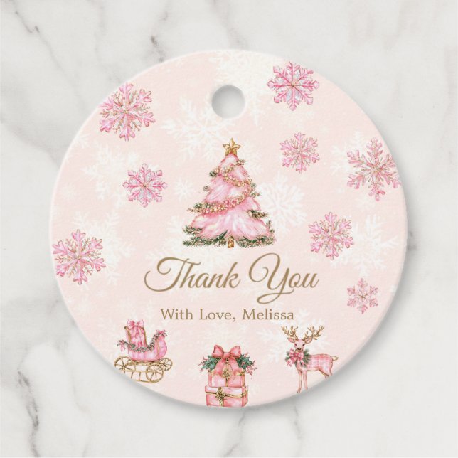 Winter Onederland Girl 1st Birthday Thank You Gåvor Etiketter (Framsida)