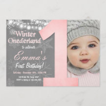Winter Onederland Girl Grått Snowflake Birthday