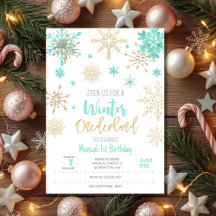 Winter onederland glitter snöflingor födelsedag