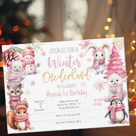 Winter onederland glitter snöflingor födelsedag inbjudningar