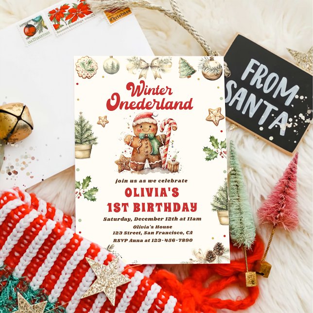 Winter Onederland Grönt: Juldagen Cookie Birthday Inbjudningar (Skapare uppladdad)
