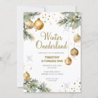 Winter Onederland Guld Baubles 1st Birthday Party