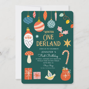 Winter Onederland Helgdag Första födelsedag Inbjudningar