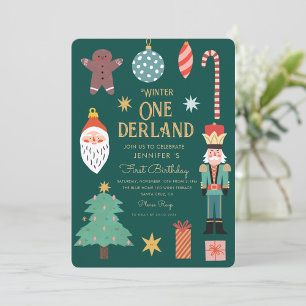 Winter Onederland Helgdag Första födelsedag Inbjudningar