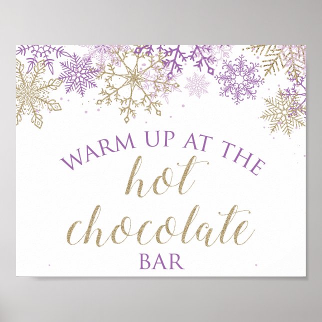 Winter Onederland Hett Chocolate Pub Sign Lila Poster (Framsidan)