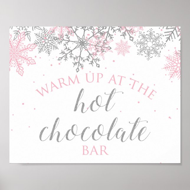 Winter Onederland Hett Chocolate Rosa Silver Snö Poster (Framsidan)