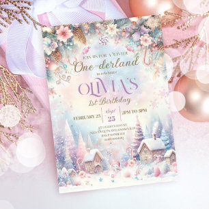 Winter Onederland-inbjudan Winter Sweets House Inbjudningar