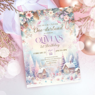 Winter Onederland-inbjudan Winter Sweets House Inbjudningar