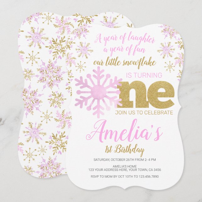 Winter ONEderland Inbjudningar (Fram/baksida)