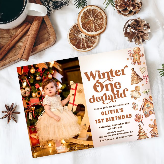 Winter Onederland jul Cookie Birthday Photo Inbjudningar (Skapare uppladdad)