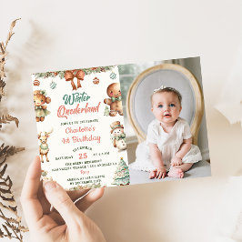 Winter Onederland jul Cookies Birthday Photo Inbjudningar
