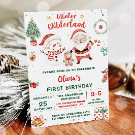 Winter Onederland jul Snögubbe Birthday Inbjudningar