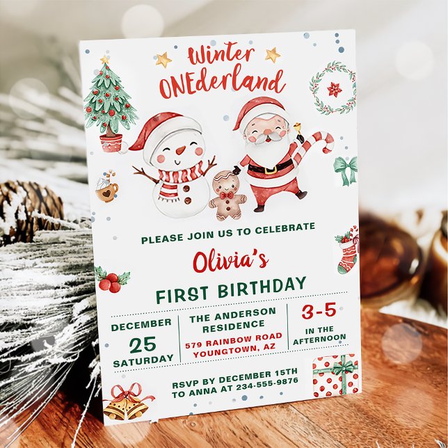 Winter Onederland jul Snögubbe Birthday Inbjudningar (Skapare uppladdad)