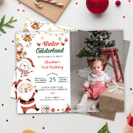 Winter Onederland Juljulafton Birthday Photo Inbjudningar